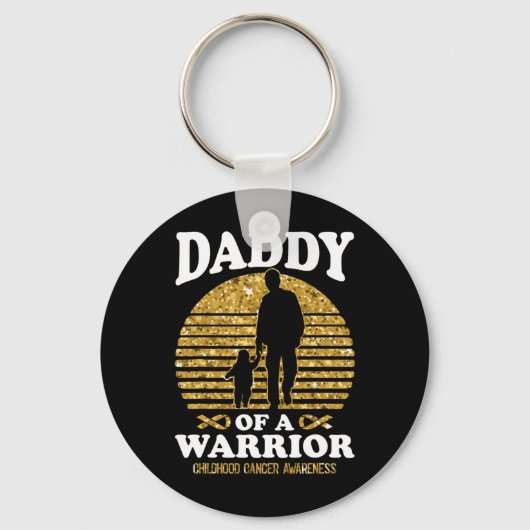 Mens Daddy Van Een Krijger Kinderkanker Bewustzijn Sleutelhanger (Voorkant)