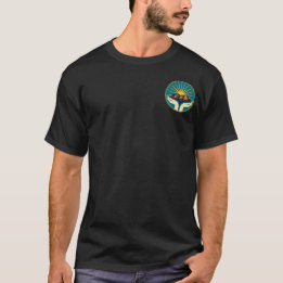 Mens dark met oranje letters t-shirt