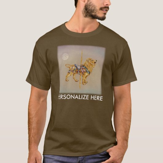 Mens Dark T-shirts - Carousel Lion SQ (Voorkant)