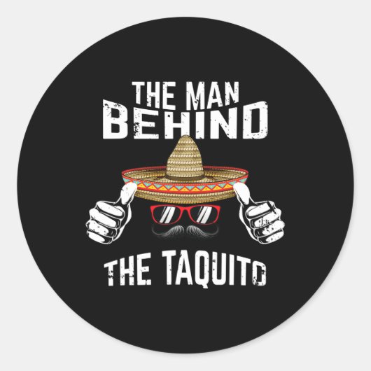 Mens De Man Achter De Taquito Daddy Cinco De May Ronde Sticker (Voorkant)