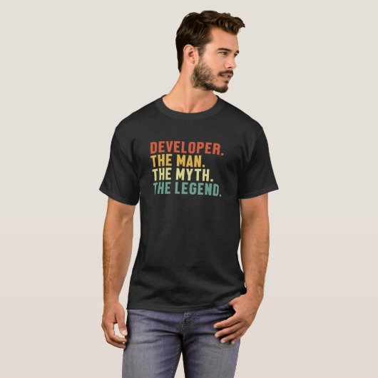 Mens Developer Man Mythe Legende Coder Engineer Za T-shirt (Voorkant volledig)
