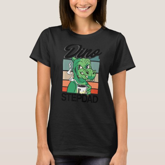 Mens Dino Stepdad Father's Day Daddy Retro Stepdad T-shirt (Voorkant)