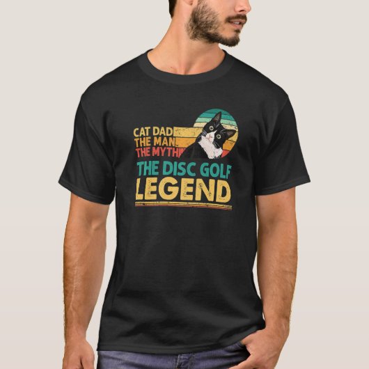 Mens Disc Golf Player Cat Dad Man Myth Legend For  T-shirt (Voorkant)