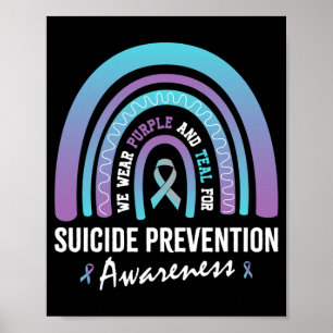 Mens draagt teal paars voor de preventie van zelfm poster