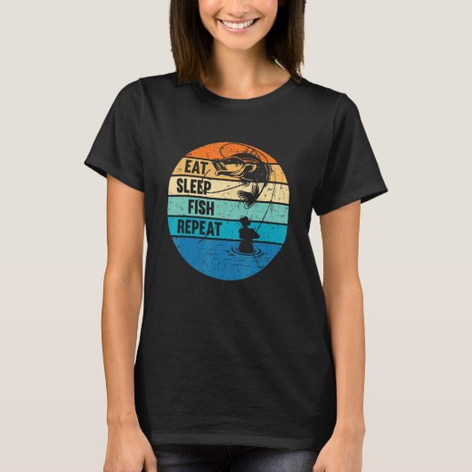 Mens Eet Slaap Vis Herhaal T-shirt (Voorkant)