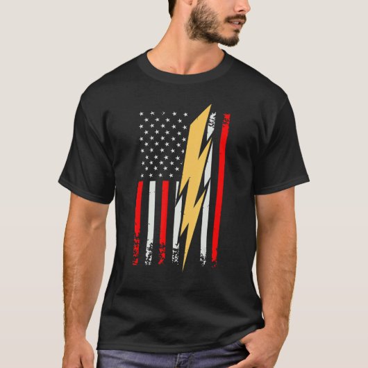 Mens Electrician Patriotic US Tee electricians Wir T-shirt (Voorkant)