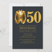 Men's Elegant Tuxedo Gold Black 50th Birthday Kaart (Voorkant)