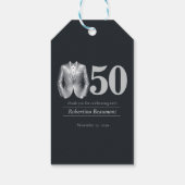 Men's Elegant Tuxedo Silver Black 50th Birthday Cadeaulabel (Achterkant)