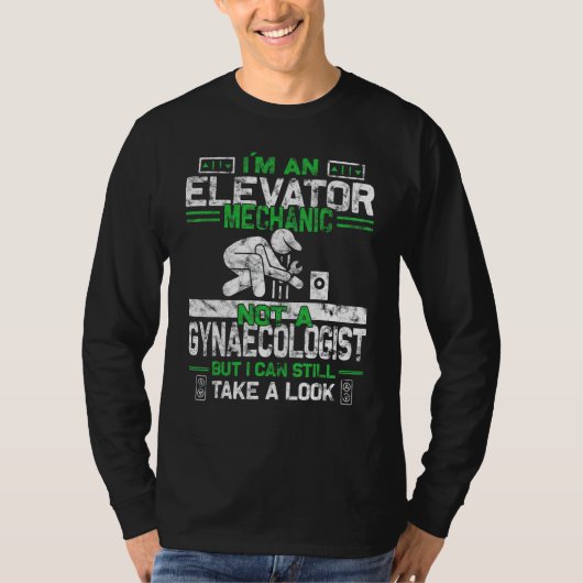 Mens Elevator Mechanic Installer Maintenance Techn T-shirt (Voorkant)