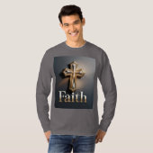 Men's Faith Cross Grey T-Shirt (Voorkant volledig)