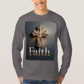 Men's Faith Cross Grey T-Shirt (Voorkant)