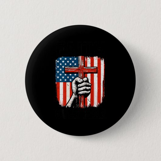 Mens Faith Over Fear Christian Patriotic American  Ronde Button 5,7 Cm (Voorkant)