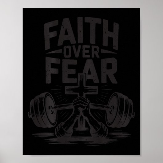 Men's Faith Over Fear Christian Workout Gym Jesus  Poster (Voorkant)