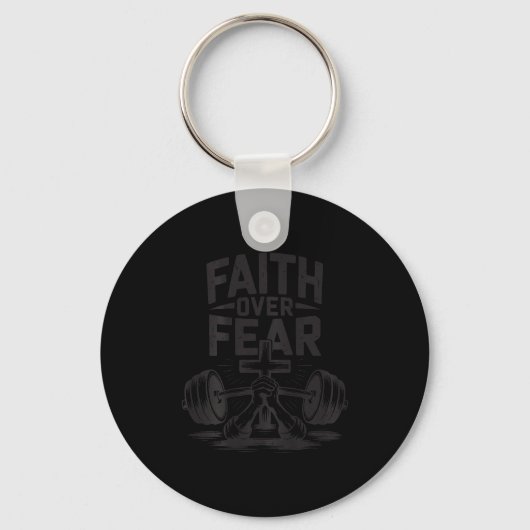 Men's Faith Over Fear Christian Workout Gym Jesus  Sleutelhanger (Voorkant)