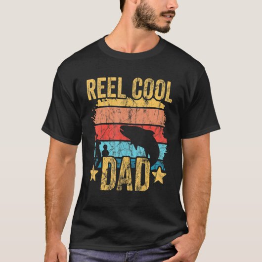 Mens Father And Son Fishing Retro Reel Cool Dad T-shirt (Voorkant)
