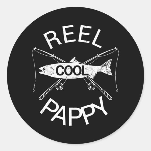 Mens Father's Day REEL COOL PAPPY Fish Grandpa Ronde Sticker (Voorkant)