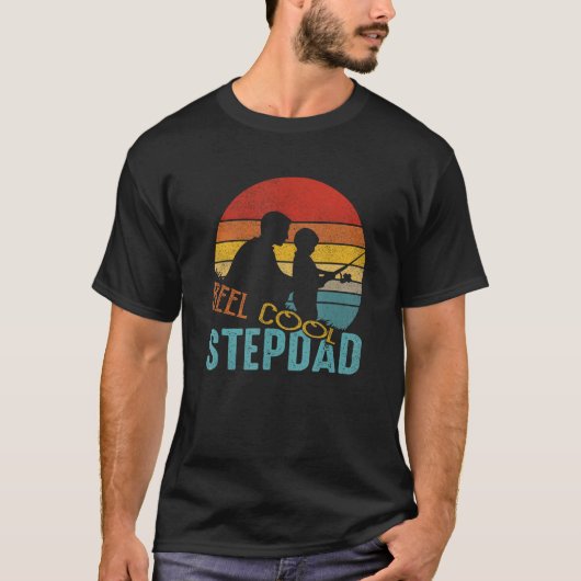 Mens  Fathers Day  Reel Cool Stepdad Fishing Fishe T-shirt (Voorkant)