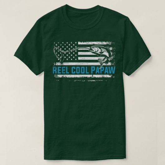 Mens Father's Day Shirt Reel Cool Papaw Fish Ameri (Design voorkant)