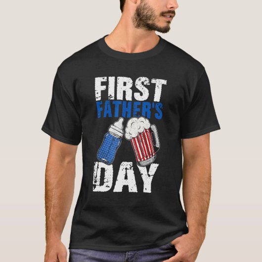Mens First Father s Day  Beer Baby Bottle Daddy Da T-shirt (Voorkant)