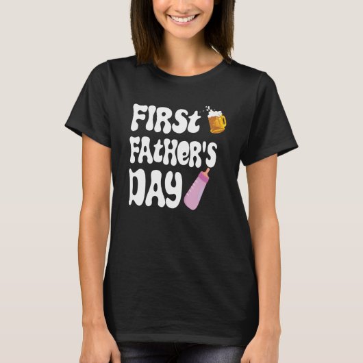 Mens First Father's Day Beer Baby Bottle Daddy 202 T-shirt (Voorkant)