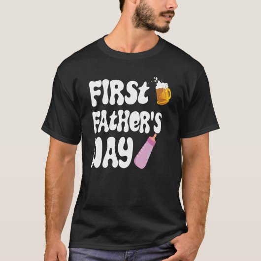 Mens First Father's Day Beer Baby Bottle Daddy 202 T-shirt (Voorkant)