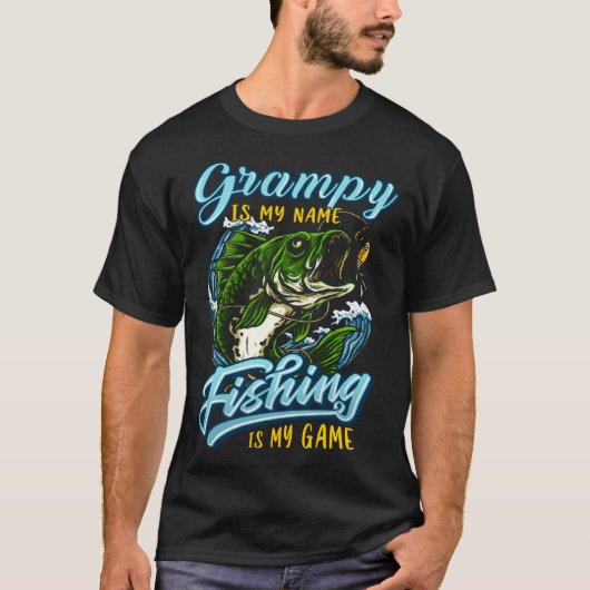 Mens Fishing Grampy Fathers Day for Dad fisherman T-shirt (Voorkant)