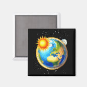 Mens Flat Earth Society Funny Conspiracy Space Glo Magneet (Voorkant / Achterkant)