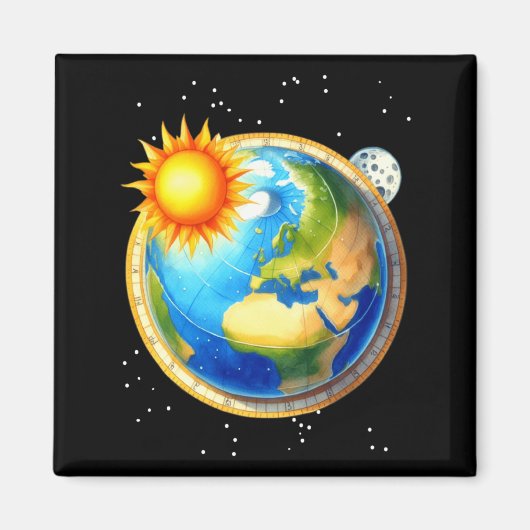 Mens Flat Earth Society Funny Conspiracy Space Glo Magneet (Voorkant)