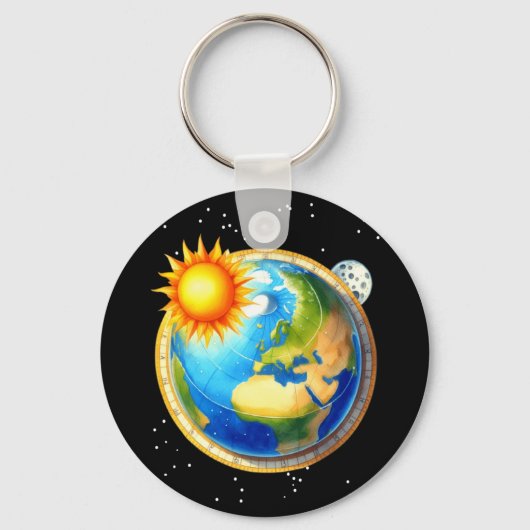 Mens Flat Earth Society Funny Samenzwering Space G Sleutelhanger (Voorkant)