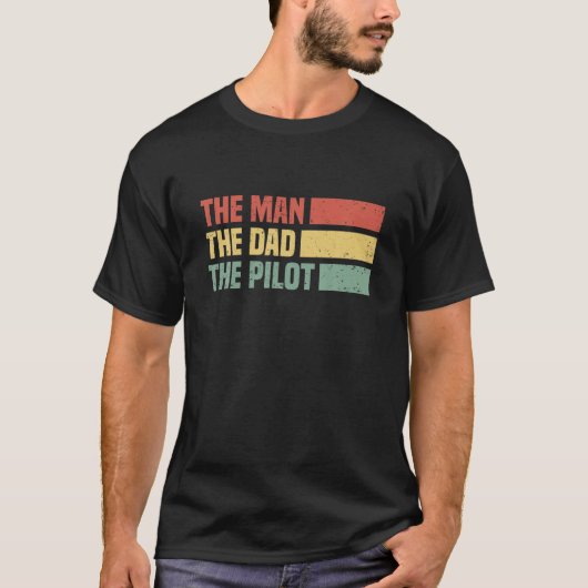 Mens Flying Airplane Captain - Aviator Flight Line T-shirt (Voorkant)