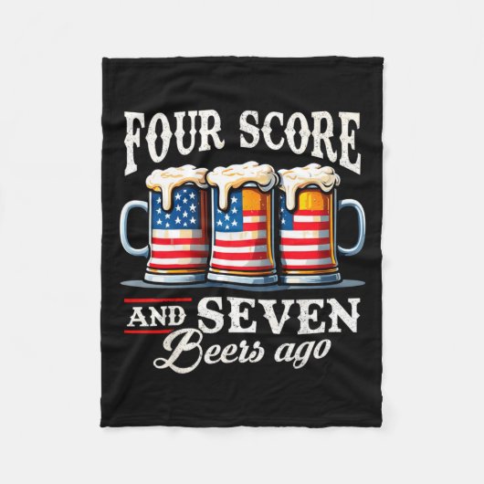 Mens Four Score en 7 Bieren Ago 4 juli Fleece Deken (Voorkant)