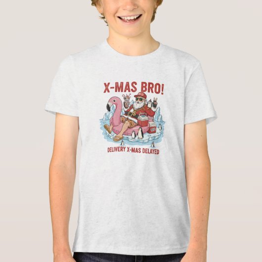 Men's Funny Bro Santa Delivery Delayed Full Zip Ho Tri-Blend Shirt (Voorkant)