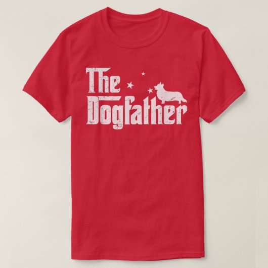 Mens Funny Corgi Dogfather Distressed Father's Day T-shirt (Design voorkant)