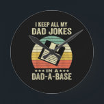 Mens Funny dad Jokes in dad-a-Base Ronde Klok<br><div class="desc">Mens Funny dad Jokes in dad-a-Base</div>