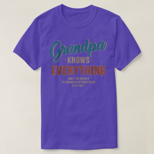 Mens Funny Grandpa Knows Everything For Father's D T-shirt (Design voorkant)
