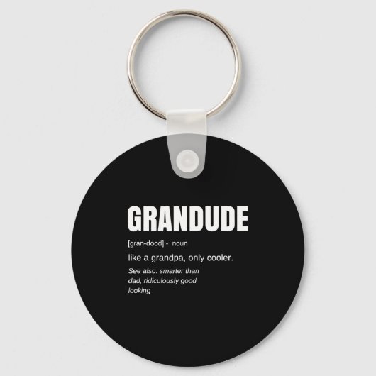 Mens Funny Grandude Cool Grandpa Novelty Sleutelhanger (Voorkant)