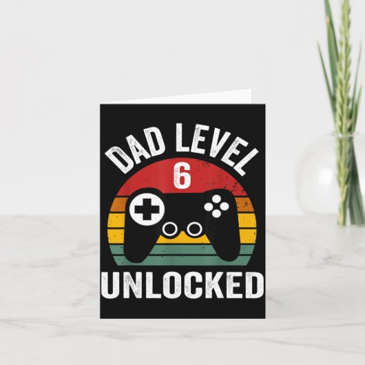 Mens Funny New Dad Shirt Dad Level 6 Unlocked For  Kaart (Voorkant)