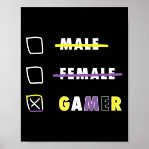 Mens Funny Non-binaire Gamer En  Poster