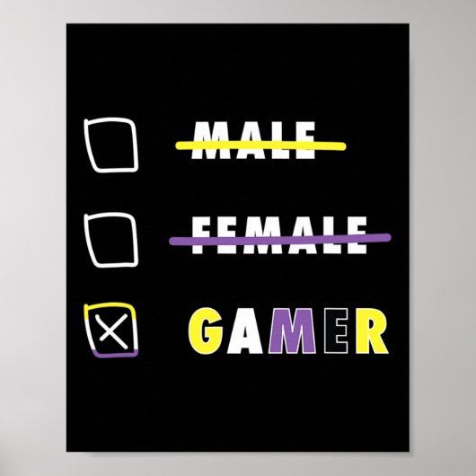 Mens Funny Non-binaire Gamer En Poster (Voorkant)