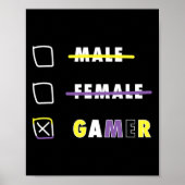 Mens Funny Nonbinary Gamer En  Poster (Voorkant)
