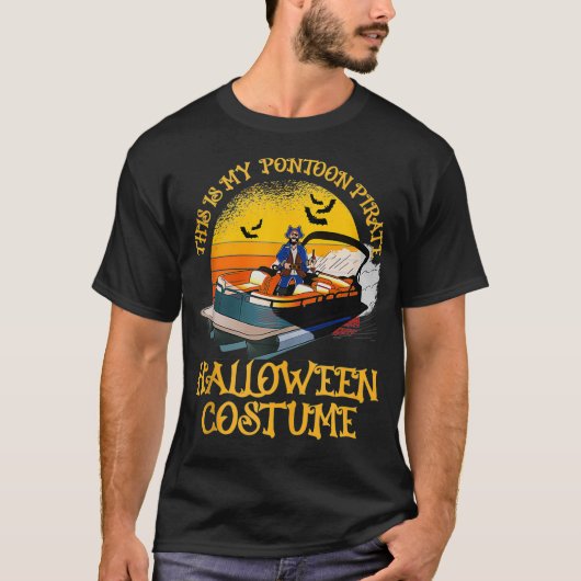 Mens Funny Pontoon Boat Pirate Captain Costume  Ha T-shirt (Voorkant)