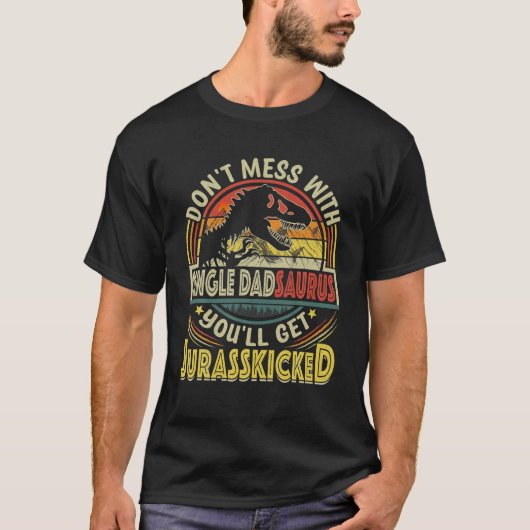 Mens Funny Single Dad Rex Saurus Father's Day Chri T-shirt (Voorkant)