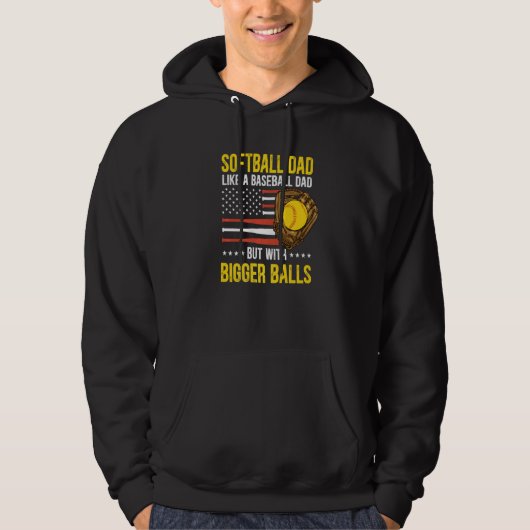 Mens Funny Softball Dad Like A Baseball Dad US Fla Hoodie (Voorkant)
