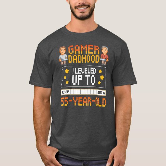 Mens Gamer Dadhood Leveled Up To 55 Year Old 55th T-shirt (Voorkant)