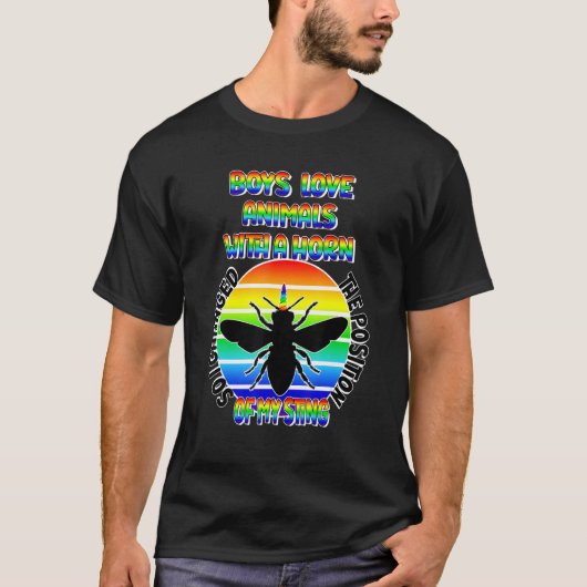 Mens Gay Boys Sting Beekeeper Rainbow Bee Pride LG T-shirt (Voorkant)