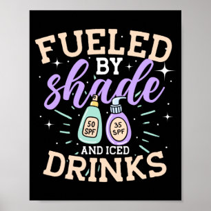 Mens gedreven door schaduw en ijsdranken zon poster