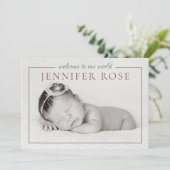 Mens gematigde auve Baby Girl Fotocollage geboorte Aankondiging (Staand voorkant)