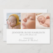 Mens gematigde auve Baby Girl Fotocollage geboorte Aankondiging (Achterkant)