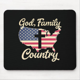 Mens God Familie Land Christelijke Patriot VS Muismat