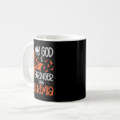 Mens God Sterker Is Dan Leukemie Bewustzijn Koffiemok (Voorkant links)